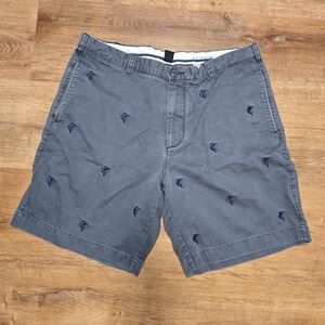 J. Crew Men's Blue Embroidered Broken In Regular Fit Shorts Size 38w